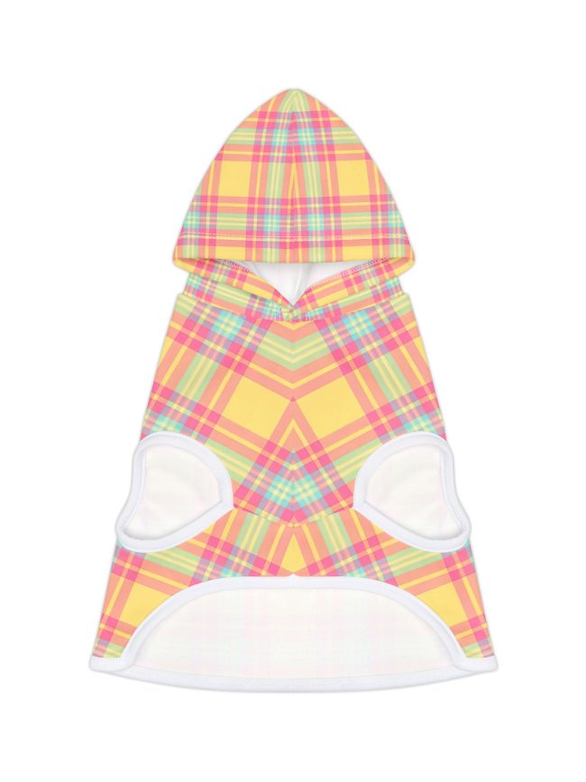 Colorful Plaid Pet Hoodie for Cozy Comfort, Dog Sweater Gift, Cute Dog Apparel, Fall Fashion for Pets, Stylish Pet Clothing