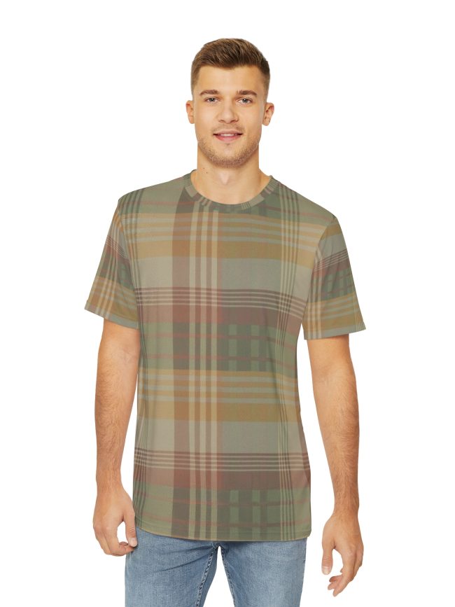 Men's Plaid Polyester Tee - Casual Comfort for Outdoors