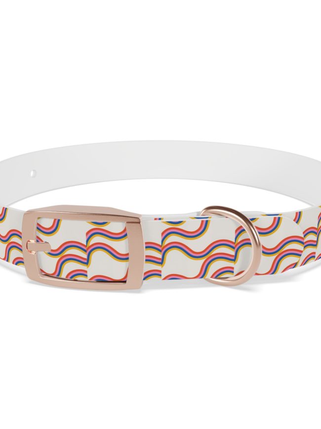 Colorful Wave Dog Collar, Rainbow Pet Accessory, Dog Gift, Adjustable Pet Collar, Fun Canine Fashion, Summer Dog Gear