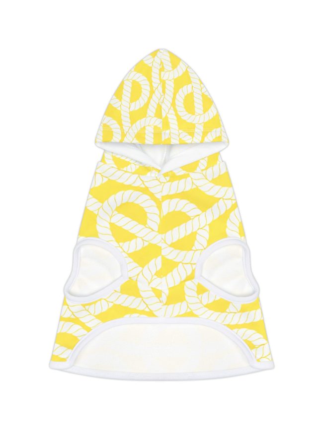 Sunny Yellow Rope Print Pet Hoodie - Urban Style for Dogs, Cozy Pet Apparel, Cute Dog Outfit, Dog Lover Gift, Perfect for Spring