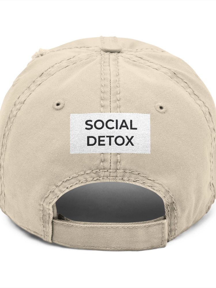 Social Detox Distressed Dad Hat - Trendy Relaxed Fit Cap