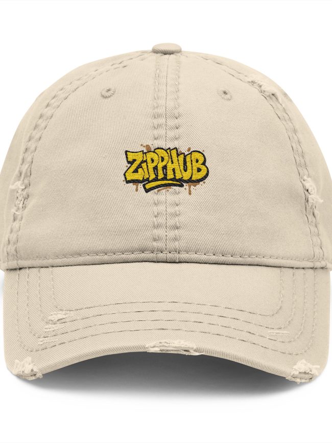 Retro Distressed Dad Hat with ZipHub Embroidery