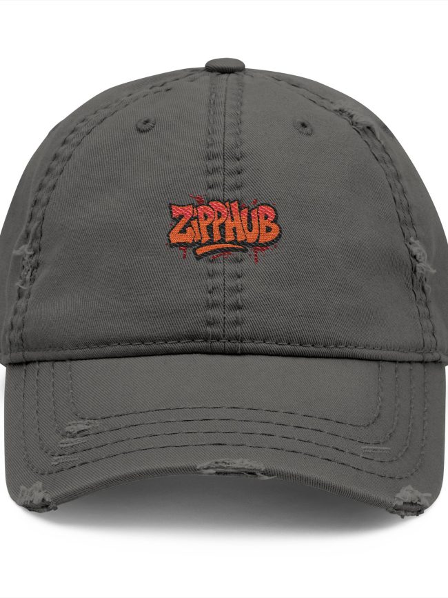 Distressed Dad Hat with ZIPPHUB Embroidery | Trendy Casual Cap