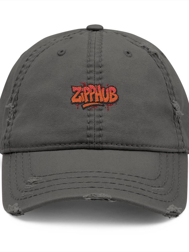Distressed Dad Hat with ZIPPHUB Embroidery | Trendy Casual Cap