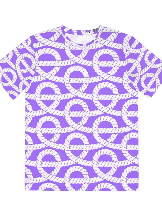 Purple Rope Pattern Men's Polyester Tee - Casual & Trendy Wear