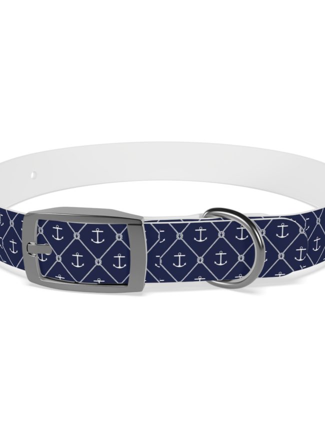 Nautical Dog Collar, Personalized Pet Accessory, Anchors Design, Dog Leash Set, Gift for Dog Lovers, Beach Themed Pet Gear
