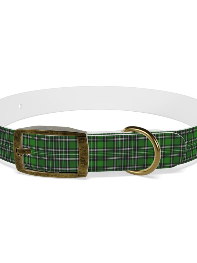Plaid Dog Collar, Stylish Pet Accessory, Green Tartan Collar, Gift for Dog Lovers, Customizable Dog Gear, Eco-Friendly Pet Supply