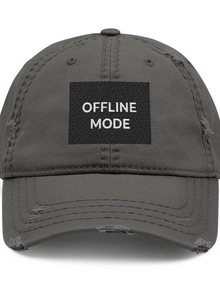 Distressed Dad Hat - 'Offline Mode' Embroidered Cap for Relaxed Style