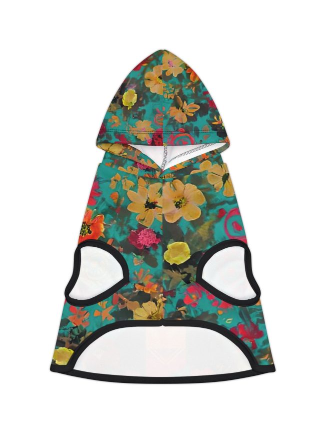 Colorful Pet Hoodie with Floral Design, Cute Pet Apparel, Dog Hoodie, Cat Clothes, Unique Pet Gift