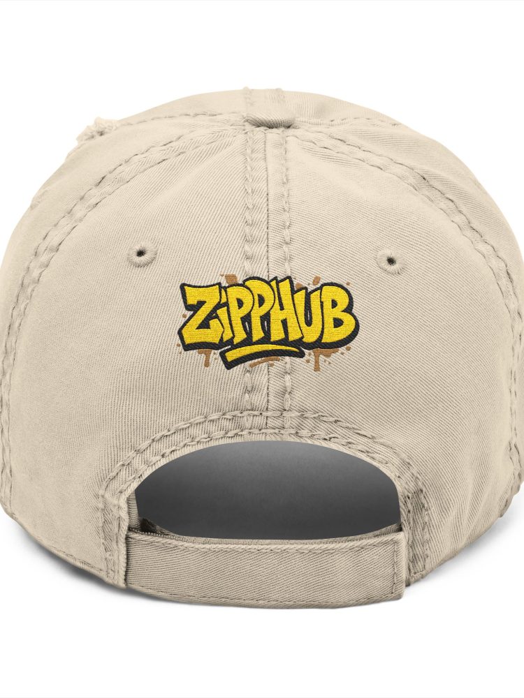 Retro Distressed Dad Hat with ZipHub Embroidery