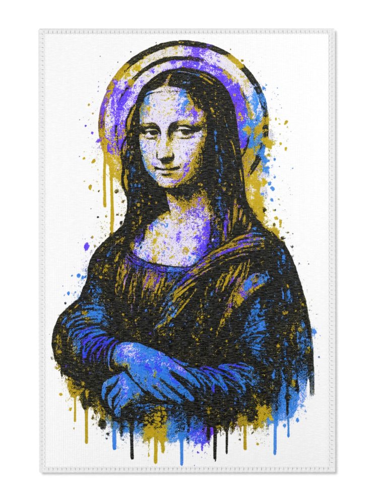 Mona Lisa Inspired Area Rug - Colorful Art Decor for Living Room & Bedroom
