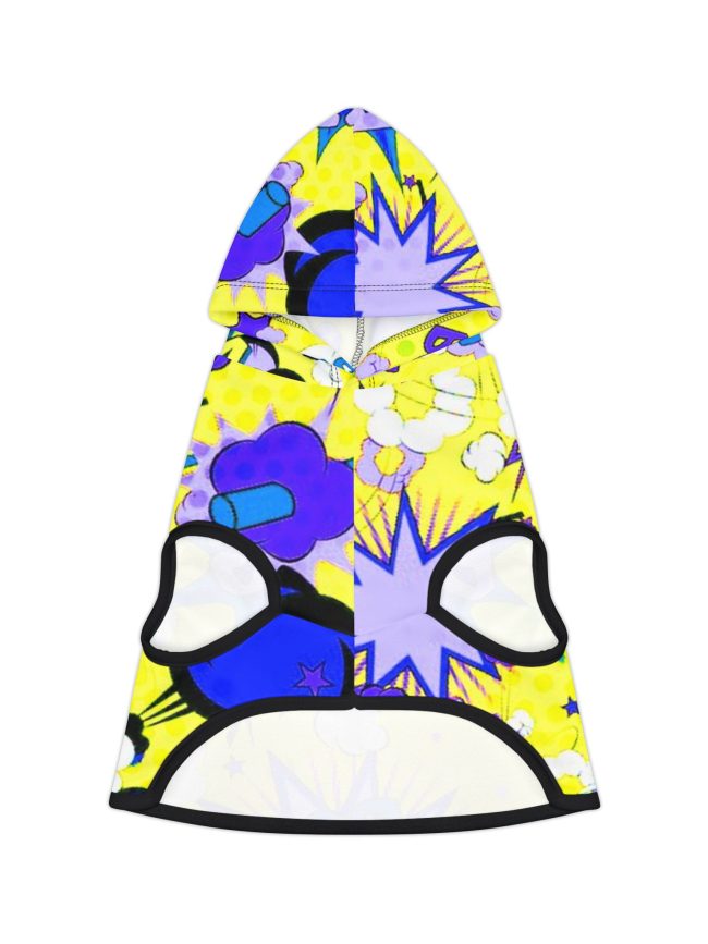 Vibrant Pet Hoodie with Fun Comic Design, Trendy Dog Apparel, Pet Fashion, Gifts for Pet Lovers, Cozy Dog Hooded Sweatshirts