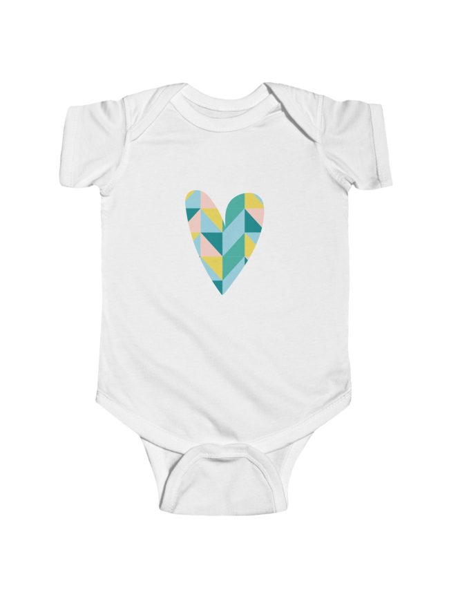 Geometric Heart Infant Bodysuit, Cute Baby Onesie, Handmade Baby Clothes, Perfect Gift for Baby Showers, Unique Newborn Outfit
