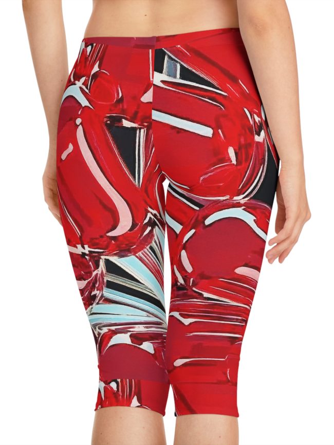 Vibrant Women's Capri Leggings, Fitness Wear, Activewear, Casual Leggings, Gift for Her, Holiday Leggings