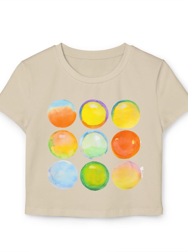 Colorful Watercolor Women's Baby Tee, Cute Summer Top, Graphic Tee, Vibrant Fashion, Gift for Her