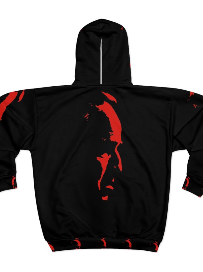 Edgy Graphic Unisex Zip Hoodie | Urban Streetwear, Layered Style, Perfect for Gifting, Fall Fashion, Unique Design