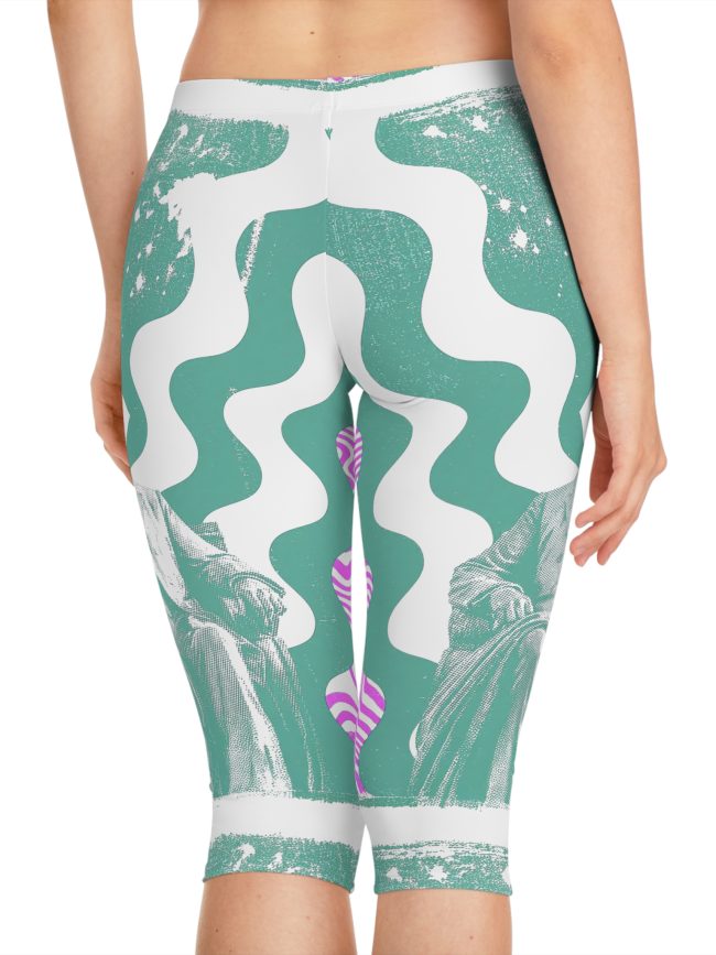 Trendy Women's Capri Leggings, Funky Yoga Pants, Unique Activewear, Retro Fashion, Comfortable Everyday Wear, Gift for Her