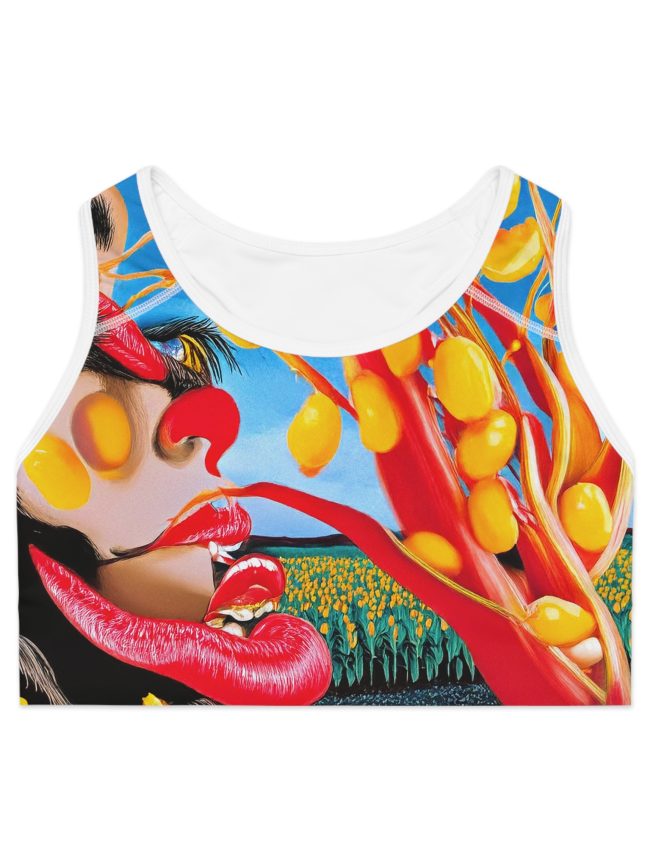 Colorful Art-Print Sports Bra - Elegant Workout Gear, Unique Fitness Apparel, Gift for Athletes, Vibrant Activewear, Women’s Sportswear