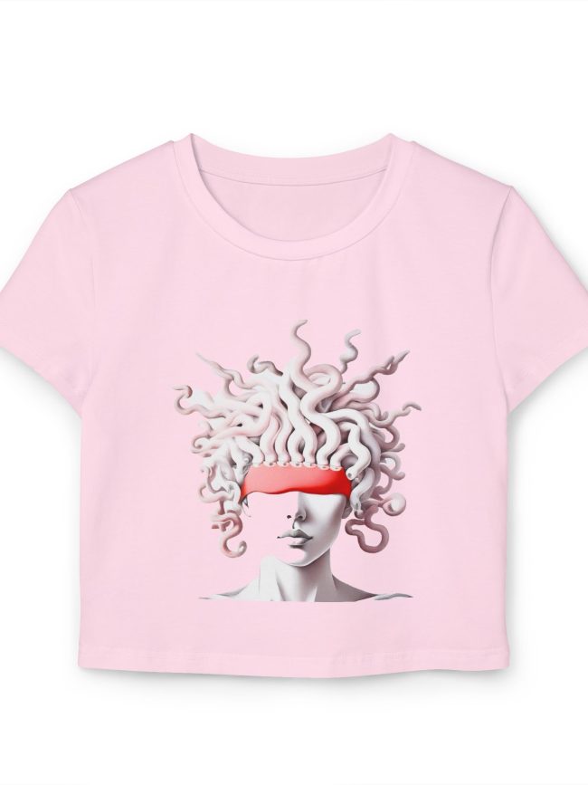 Medusa-Inspired Women's Baby Tee, Trendy Graphic Top for Casual Outings, Perfect for Streetwear, Gift for Art Lovers, Summer Essentials