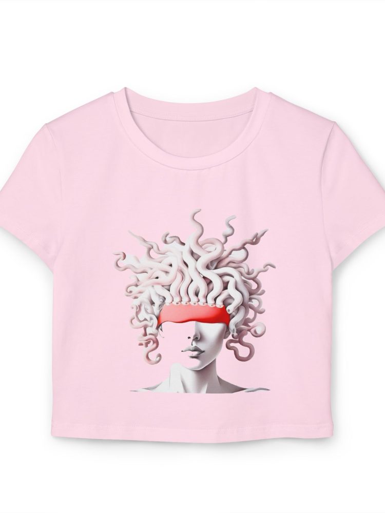 Medusa-Inspired Women's Baby Tee, Trendy Graphic Top for Casual Outings, Perfect for Streetwear, Gift for Art Lovers, Summer Essentials