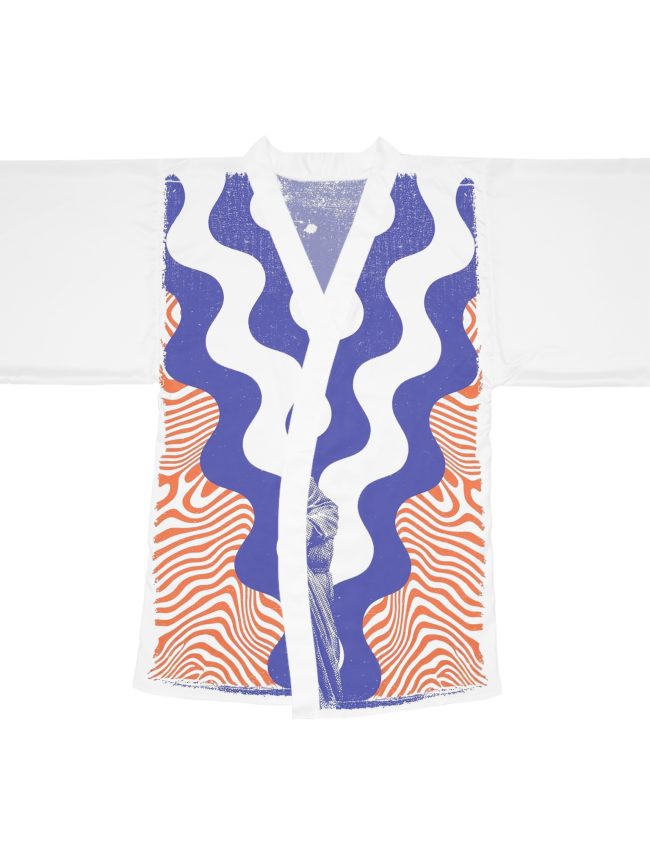 Whimsical Bohemian Long Sleeve Kimono Robe, Stylish Loungewear, Unique Gift, Art-Inspired Fashion, Cozy Homewear, Vibrant Lounge Robe