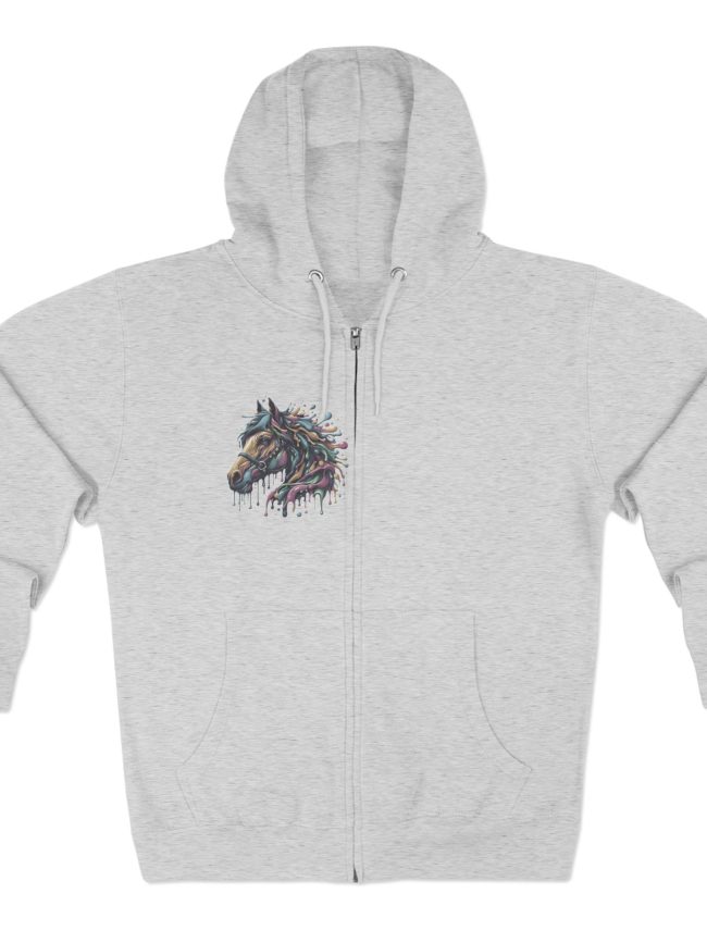 Colorful Horse Design Unisex Zip Hoodie, Animal Lover Apparel, Gift for Equestrian, Cozy Hooded Jacket, Casual Wear, Birthday Gift
