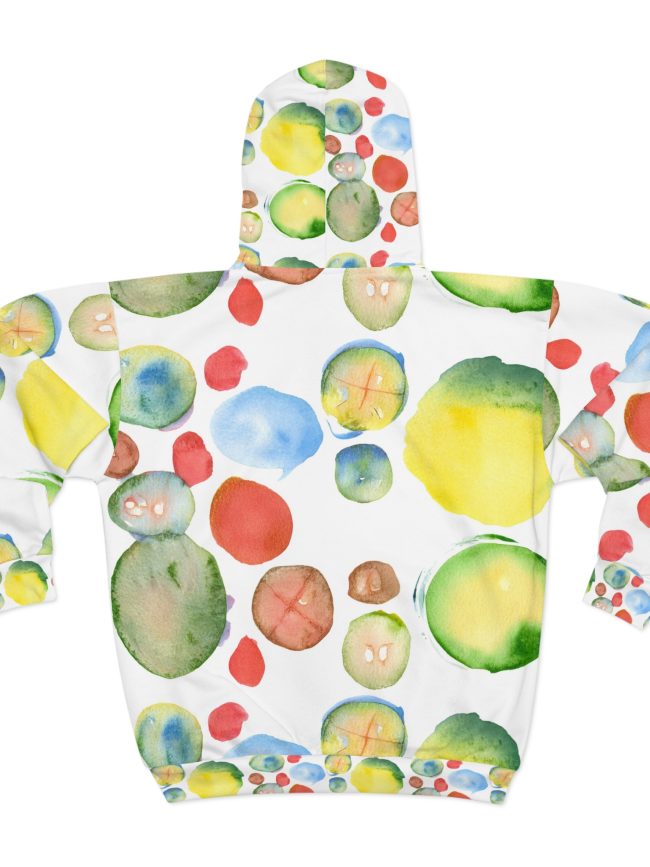 Colorful Fruit Pattern Unisex Zip Hoodie, Lightweight Spring Jacket, Cute Casual Wear, Gifts for Fruit Lovers, Summer Hoodie