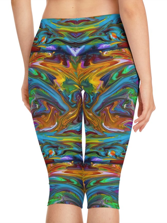 Vibrant Women's Capri Leggings | Colorful Activewear, Fitness Clothing, Casual Wear, Daily Comfort, Yoga Pants