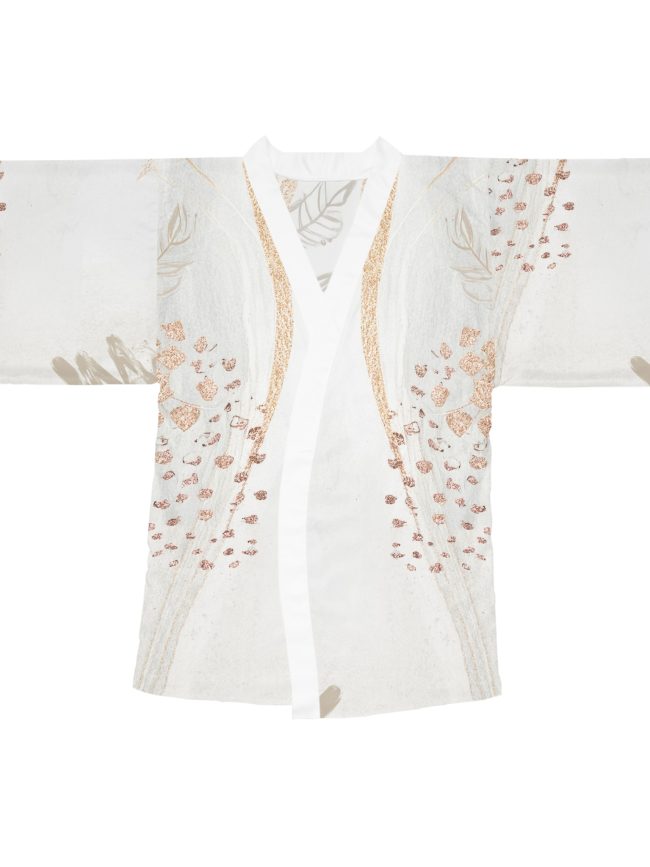 Elegant Floral Long Sleeve Kimono Robe, Cozy Lounge Wear, Gift for Her, Bohemian Sleepwear, Wedding Gift, Spa Day Robe