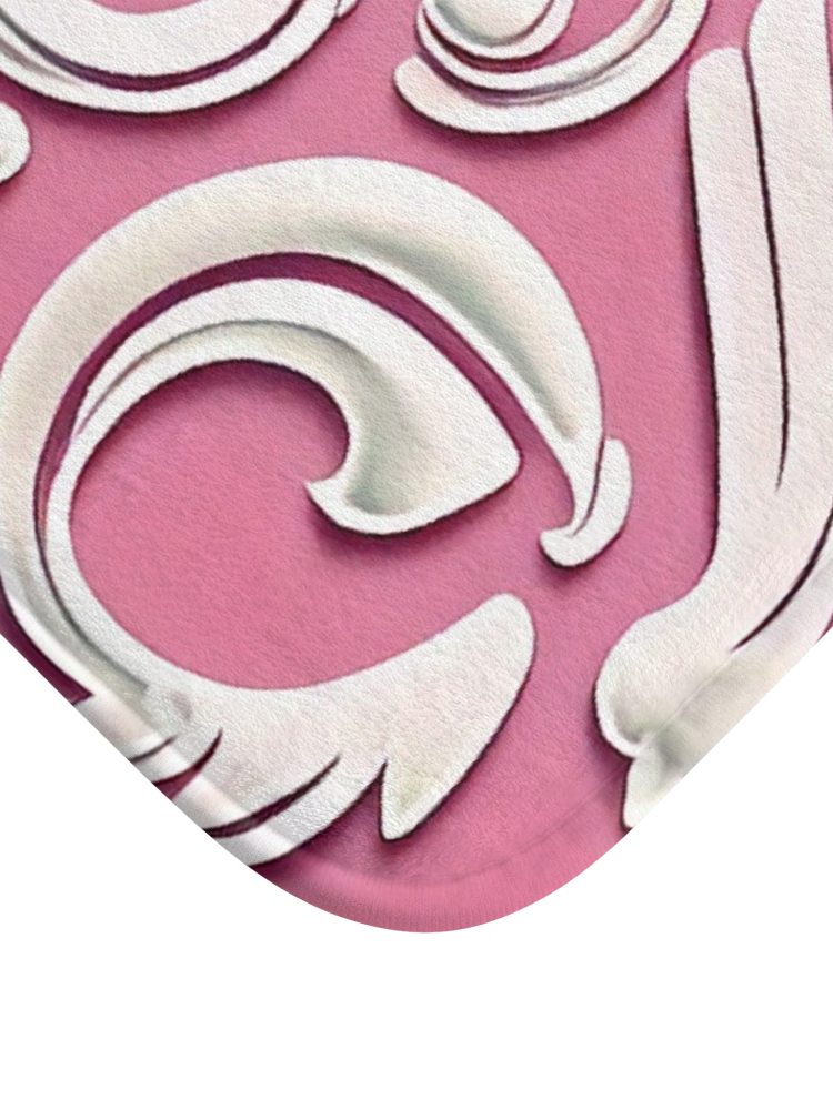 Elegant Pink Floral Bath Mat - Soft & Stylish Bathroom Decor