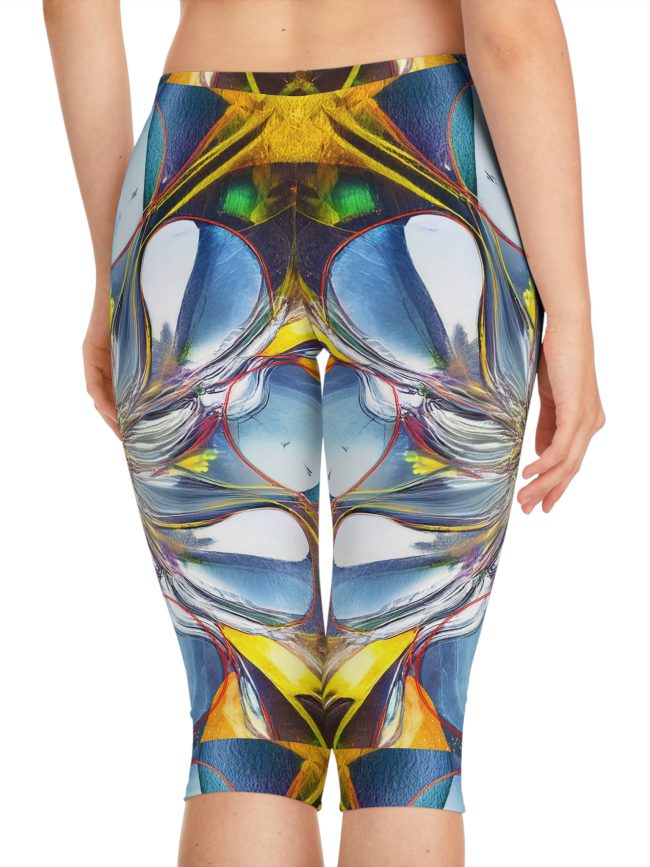 Vibrant Artistic Women's Capri Leggings, Colorful Activewear, Unique Workout Pants, Fashionable Yoga Leggings, Trendy Summer Wear, [...]