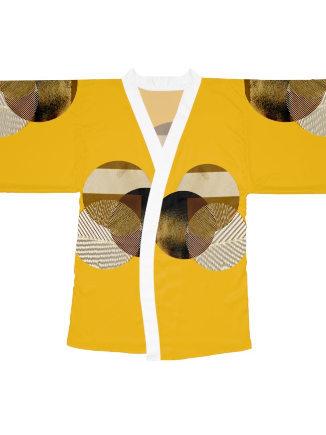 Sunshine Abstract Long Sleeve Kimono Robe, Bohemian Loungewear, Cozy Gift, Fashion Statement, Summer Relaxation, Festival Wear