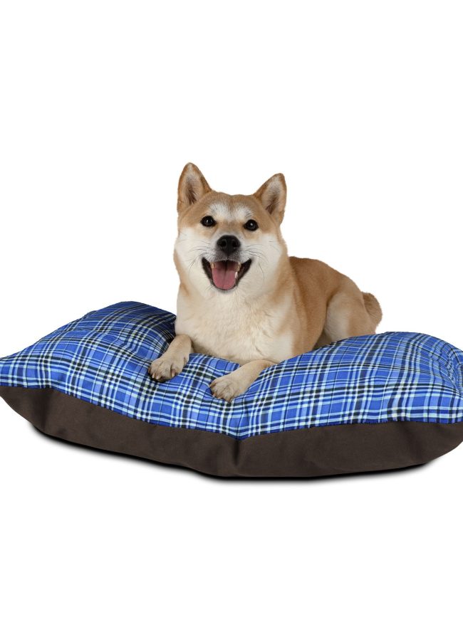 Cozy Plaid Pet Bed for Dogs & Cats – Stylish Blue Checkered Design