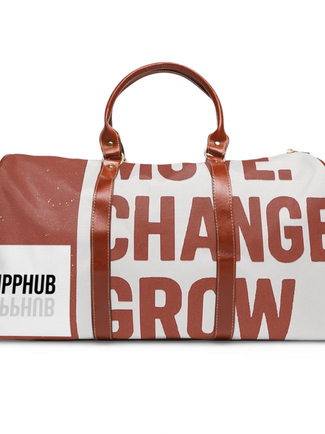 Motivational Waterproof Travel Bag - 'Never Stand Still' & 'Change Grow' Inspirational Design
