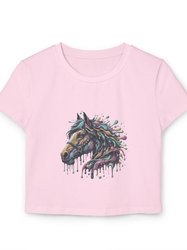 Colorful Horse Art Baby Tee, Casual Women's Shirt, Equestrian Gift, Boho Style Top, Horse Lover Apparel, Festival Wear