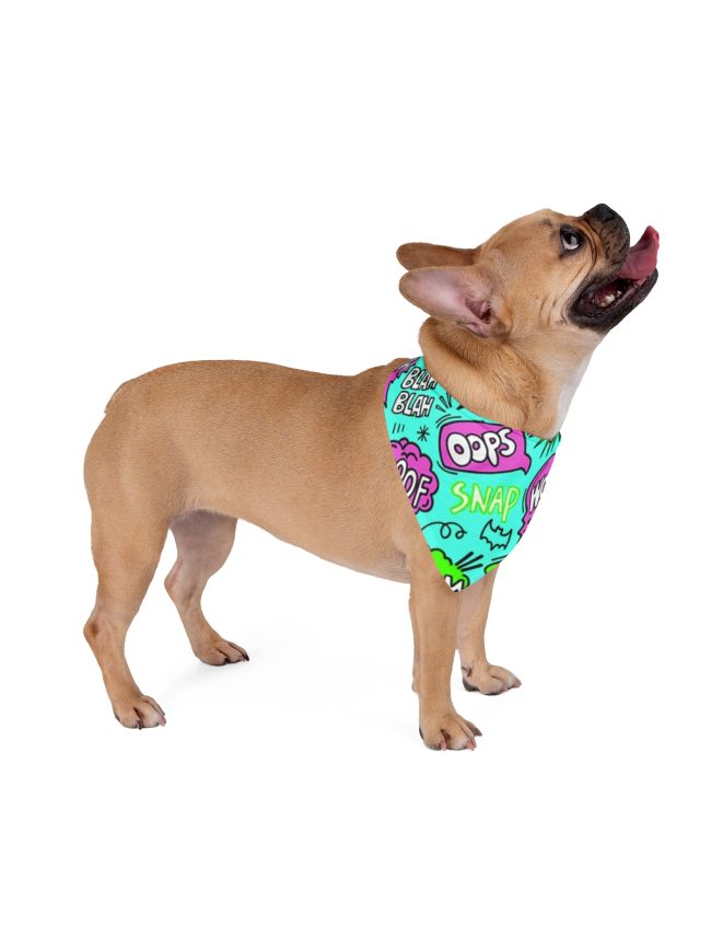 Vibrant Comic-Style Pet Bandana for Playful Pets | Fun OOPS, SNAP & WOW Design