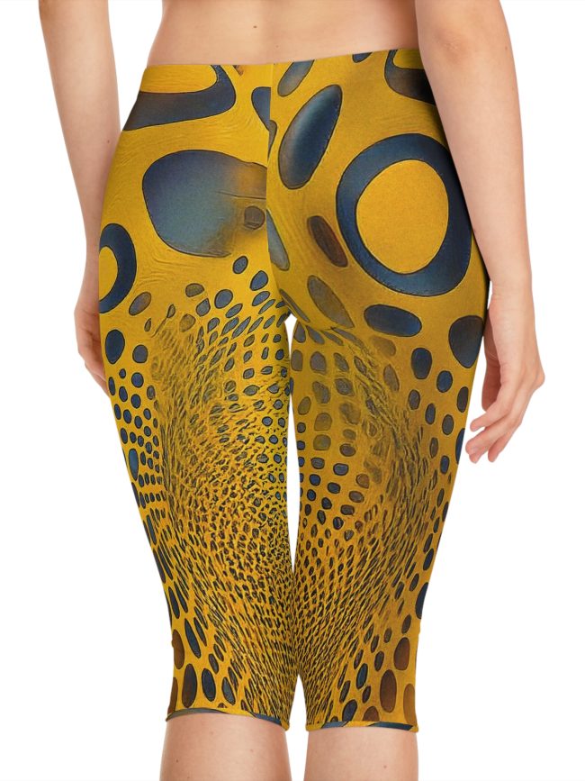 Women's Artistic Capri Leggings, Summer Fashion, Yoga Pants, Dance Wear, Festival Outfit, Graphic Print Leggings