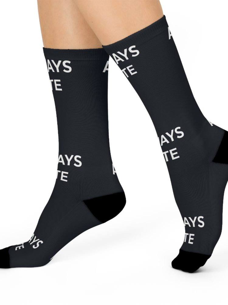 Always Late Cushioned Crew Socks, Funny Gift for Him or Her, Relaxed Socks, Gift for Birthday, Graduation, Friendship, Humor Apparel