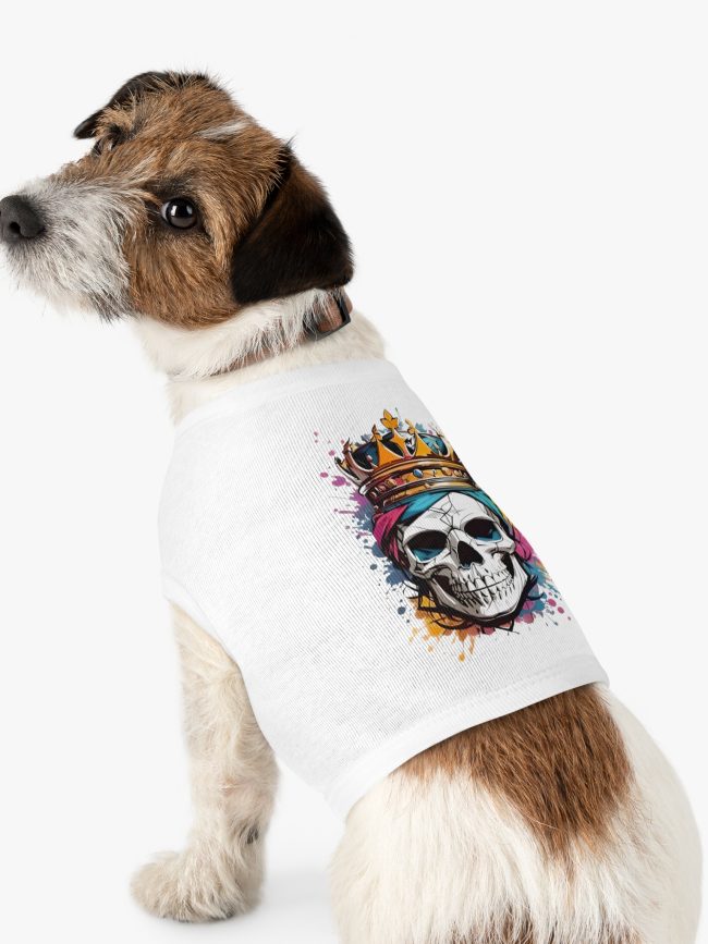 Stylish Pet Tank Top with Skull Crown Design, Fun Dog Shirt, Pet Fashion, Comfortable Wear, Halloween Costume, Unique Pet Apparel