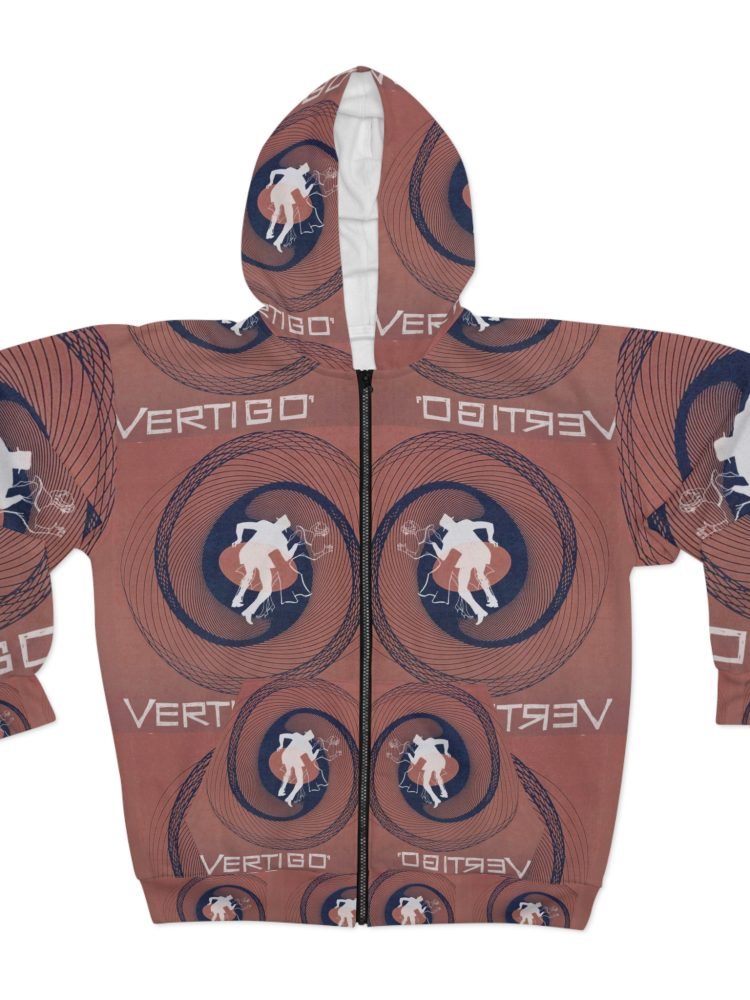 Retro Dance AOP Unisex Zip Hoodie | Unique Streetwear, Stylish Layering, Perfect Gift for Dancers, Trendy Fall Fashion, Vertigo Design