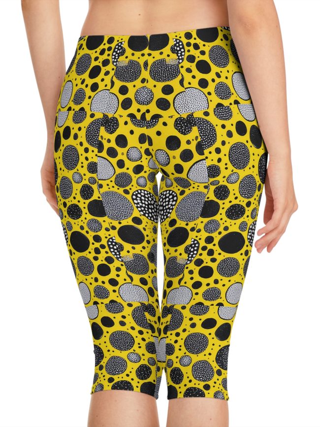 Vibrant Polka Dot Capri Leggings for Women | Stylish Athletic Wear, Casual Outfit, Yoga Pants, Spring Fashion, Dance Class