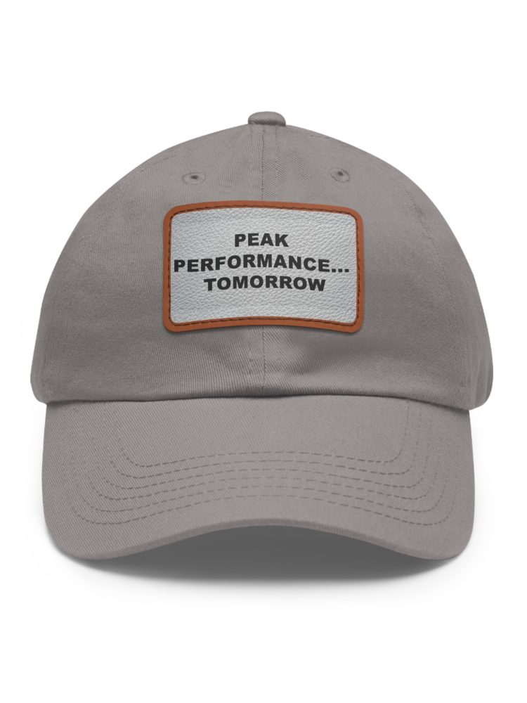 Peak Performance Dad Hat | Casual Cap with Leather Patch | Stylish Gift for Dads, Sports Enthusiasts, Outdoor Lovers, Birthday, Father's Day