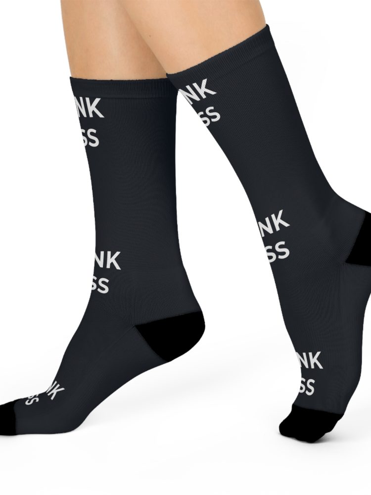 Cushioned Crew Socks with 'Think Less' Design - Comfy Gift for Mindfulness, Casual Wear, Self-Care, or Relaxation