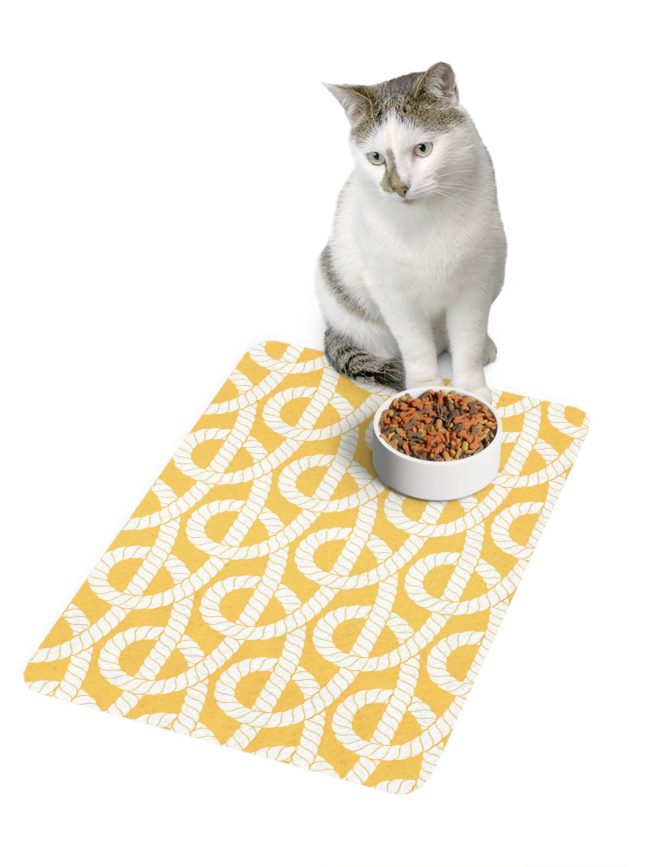 Stylish Pet Food Mat - Rope Pattern Design (12x18)