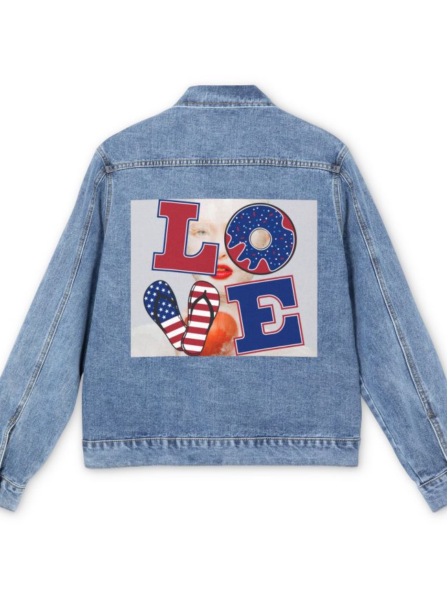 Trendy Unisex Denim Jacket with Artistic Print, Casual Wear, Vintage Style, Street Fashion, Year-round Outerwear, Gift for Him and Her