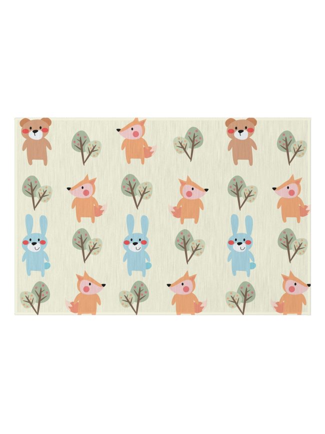 Adorable Forest Animal Outdoor Rug, Kids Room Decor, Patio Mat, Garden Flooring, Play Area, Seasonal Decoration