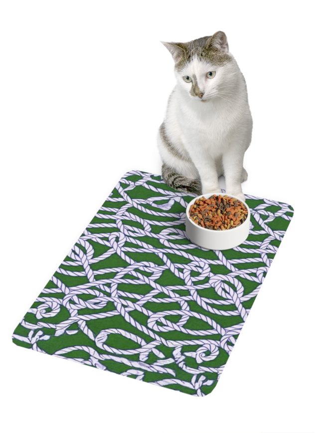 Nautical Rope Pet Food Mat - 12x18 Non-Slip Design