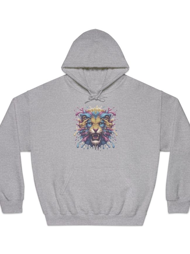 Colorful Lion Head Hoodie, Animal Art Sweatshirt, Unisex Gift, Bohemian Fashion, Festival Wear, Nature Lover's Apparel