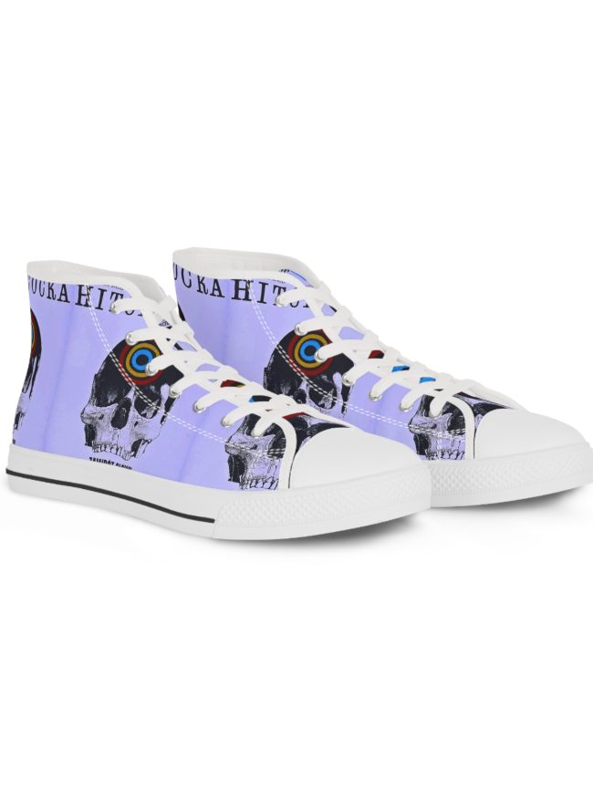 Edgy Skull High Top Sneakers | Unique Graphic Shoes for Men | Stylish Footwear | Gifts for Hipsters and Sneakerheads, Streetwear Fashion