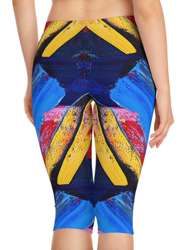 Vibrant Women's Capri Leggings | Colorful AOP Fitness Pants, Activewear, Yoga, Casual Wear, Festivals